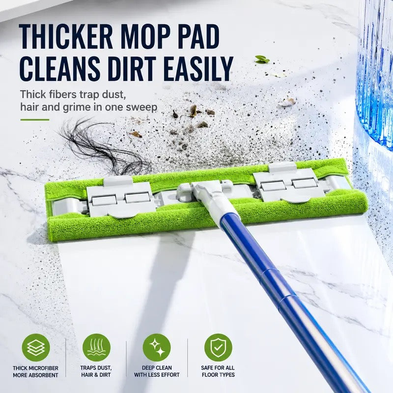 Baojiajie Rotatable Clip-Cloth Mop with Pad - Home Care Cleaning Tool for Household Floor Use