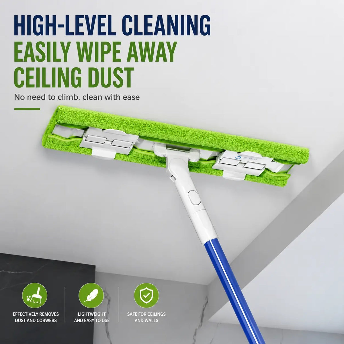 Baojiajie Rotatable Clip-Cloth Mop with Pad - Home Care Cleaning Tool for Household Floor Use