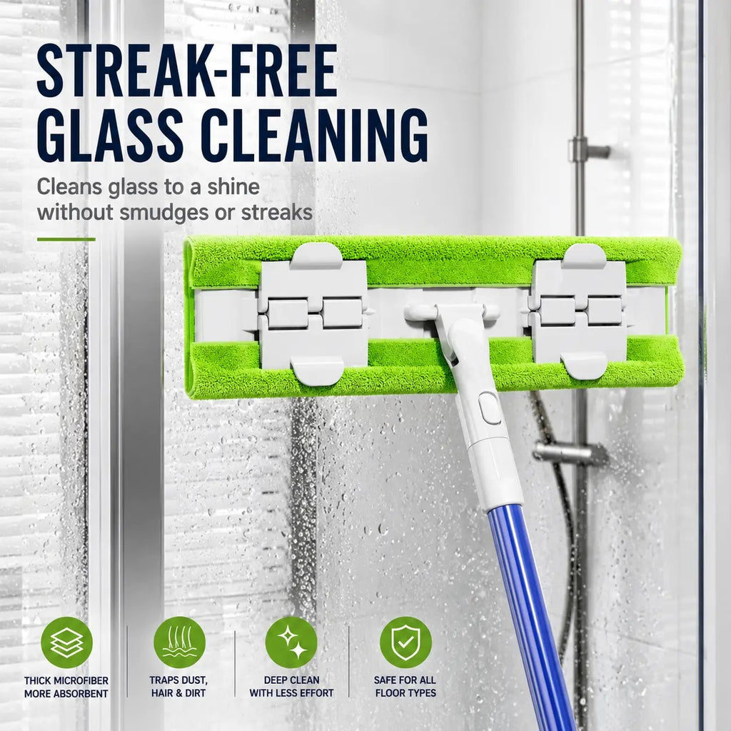 Baojiajie Rotatable Clip-Cloth Mop with Pad - Home Care Cleaning Tool for Household Floor Use