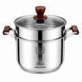 HOCUF 304 Stainless Steel 26cm Stock Pot with Steamer Insert & Glass Lid